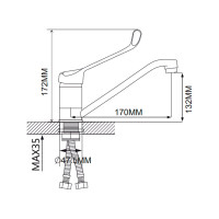 Хирургический смеситель для раковины Ekko с гайкой E49054