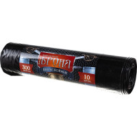 Мешки для мусора в рулоне Броня (10 шт; 300 л; черные; ПВД; 60 мкм; 2-х слойные, 105x150 см) Ромашка ВР-0014