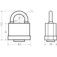 Навесной замок Аллюр ВС1Ч- 377П (всепогодный; 6 ключей; 11 мм) 6778