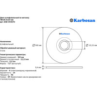 Диск шлифовальный по металлу 180х6.4х22 мм Karbosan KAR-910570