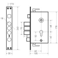 Врезной замок без ручек для металлических дверей Аллюр ЗВ1-08А-C AТМ-L (левый; автоматический; без цилиндрового механизма)  7934