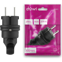 Вилка duwi с заземлением 16A каучуковая 90град с кольцом IP44 черная 27458 2