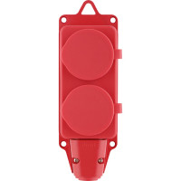 Каучуковая колодка duwi с крышкой с заземлением 2 гнезда 16A IP44 красная 27465 0
