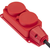 Каучуковая колодка duwi с крышкой с заземлением 2 гнезда 16A IP44 красная 27465 0