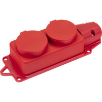 Каучуковая колодка duwi с крышкой с заземлением 2 гнезда 16A IP44 красная 27465 0