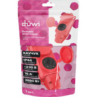 Каучуковая колодка duwi с крышкой с заземлением 2 гнезда 16A IP44 красная 27465 0