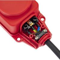 Каучуковая колодка duwi с крышкой с заземлением 2 гнезда 16A IP44 красная 27465 0