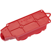 Каучуковая колодка duwi с крышкой с заземлением 2 гнезда 16A IP44 красная 27465 0