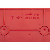 Каучуковая колодка duwi с крышкой с заземлением 2 гнезда 16A IP44 красная 27465 0