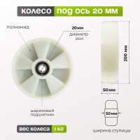 Колесо под гидроузел (200 мм; 400 кг; нейлон; под ось 20 мм) Стелла-Техник 200N
