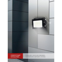 Светодиодный прожектор IN HOME СДО-7 100Вт 230В 6500К IP65 черный 4690612034652