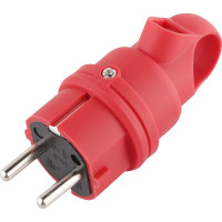 Каучуковая вилка duwi с заземлением 16A 90градусов с кольцом IP44 красная 27459 9