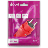 Каучуковая вилка duwi с заземлением 16A 90градусов с кольцом IP44 красная 27459 9
