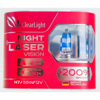 Комплект ламп Clearlight H7, 12 В, 55 Вт, Night Laser Vision +200% Light, 2 шт. MLH7NLV200