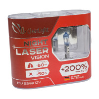 Комплект ламп Clearlight H1, 12 В, 55 Вт, Night Laser Vision +200% Light, 2 шт. MLH1NLV200