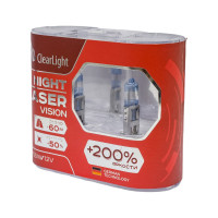 Комплект ламп Clearlight H1, 12 В, 55 Вт, Night Laser Vision +200% Light, 2 шт. MLH1NLV200