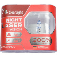 Комплект ламп Clearlight H1, 12 В, 55 Вт, Night Laser Vision +200% Light, 2 шт. MLH1NLV200
