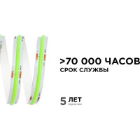 Светодиодная лента Apeyron 24В, 11Вт/м, COB, 352д/м, IP20, подложка 10мм, 5м, зеленый 00-359