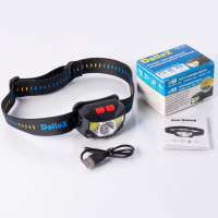 Светодиодный налобный фонарь Dollex на аккуммуляторе Li-Pol 3.7V 1000mA, COB (5W) + LED (3W) FIS-22