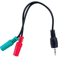 Переходник аудио Cablexpert Jack 3.5(M) 4pin/2xJack 3.5(F), 20см, черный, пакет CCA-417