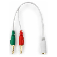 Переходник аудио Cablexpert 2хJack 3.5(M) 3pin/Jack 3.5(F), 20см, белый, пакет CCA-418W