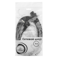 Кабель питания Cablexpert 3м, Schuko- C13, 3x1 кв.мм, черный, с заземлением, PC-186-1-3M