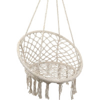 Подвесные качели кресло-гамак ZDK белый, с кисточками hammock4