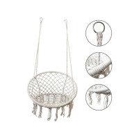 Подвесные качели кресло-гамак ZDK белый, с кисточками hammock4