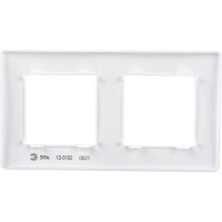 Рамка для розеток и выключателей ЭРА Серия 12 12510201 на 2 поста, Сатин, белый Б0052509