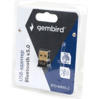 Адаптер Bluetooth Gembird BTD-MINI5-2, ультратонкий корпус, v.5.0, 10 метров, USBBTD-MINI5-2