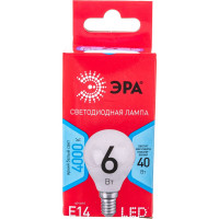Светодиодная лампочка ЭРА RED LINE LED P45-6W-840-E14 R E14 6Вт шар нейтральный белый свет Б0052443