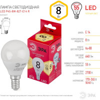 Светодиодная лампочка ЭРА RED LINE LED P45-8W-827-E14 R Е14 / E14 8 Вт шар теплый белый Б0050697
