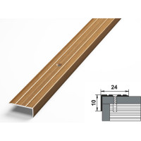 Порог угловой алюминиевый декоративный (24х10 мм, 1,8 м, Орех) ЛУКА 00000002409