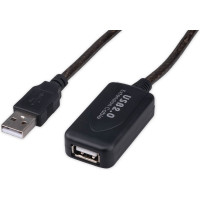 Кабель-удлинитель USB2.0 активный Cablexpert AM/AF, медь двойн.экран, 10м, черн, пакет, UAE-01-10M