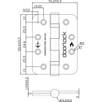 Дверные карточные скругленные петли Doorlock DL H102/76/2B/R/SSS (2 шт, матовая нержавеющая сталь, 102x76x3 мм) 74075
