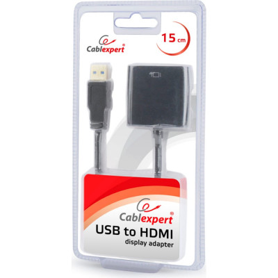 Cablexpert Конвертер USB 3.0 - HDMIA-USB3-HDMI-02, AM/HDMI V1.4, черный, блистер, A-USB3-HDMI-02
