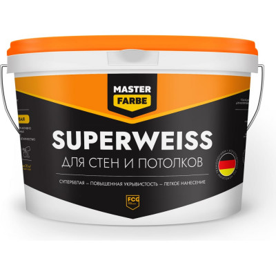 MASTERFARBE ВД краска Superweiss интерьерная высокоукрывистая супербелая 14 кг 4631159427408