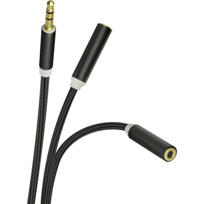 InterStep Аудио разветвитель 3.5 jack - 2 x 3.5 jack, черный, нейлон 49184