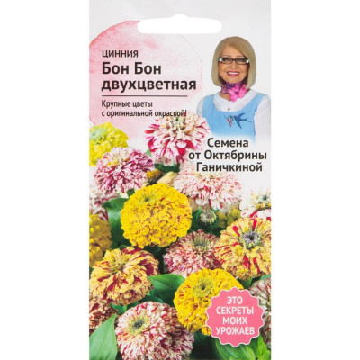 Цинния семена ОКТЯБРИНА ГАНИЧКИНА Бон бон двухцветная 119075