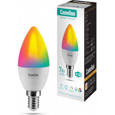 Camelion Smart Home LSH7/C35/RGBСW/Е14/WIFI Эл.лампа светодиодная 7Вт Е14 RGB+DIM+CW 220В 14500