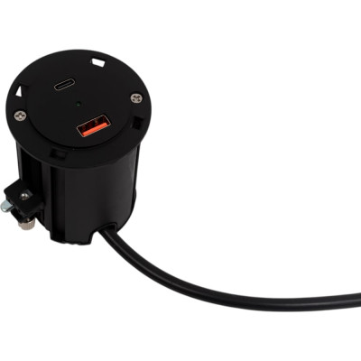 ROCKETSOCKET Розетка встр. 2 USB Type A+C 45W стандарта QC3.0+PD3.0, кабель 2м, ? 54мм AM-54-2AC-12
