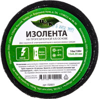 Изолента ЦМК Х/Б, 15 мм х 10 м, односторонняя, черная, 100 г IS0001