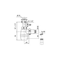 Сифон для кухонной мойки Wirquin Минор с выпуском 1 1/2х40 мм, отводом для стиральной машины и гофротрубой L800 мм 30718030