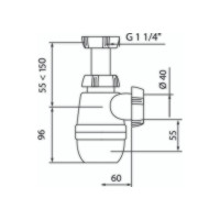 Сифон WIRQUIN МИНОР 1 1/4х40 мм., без выпуска 30718036