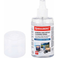 Чистящий набор для экранов всех типов и оптики BRAUBERG комплект салфетка и спрей, 200 мл 513560