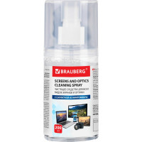 Чистящий набор для экранов всех типов и оптики BRAUBERG комплект салфетка и спрей, 200 мл 513560