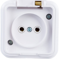 1-местная розетка STEKKER без заземления PST16-20-44 RA 16-201-Б, пластик АВС, 16А, IP44, белый 39691