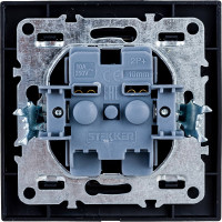1-местная розетка STEKKER без заземления, PST10-9009-03, 10А, серия Эрна, черный 39477
