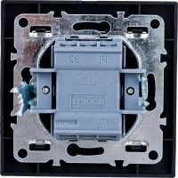 1-клавишный выключатель STEKKER PSW10-9003-03, 250V, 10А, серия Эрна, черный 39472