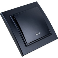 1-клавишный выключатель STEKKER с индикатором, PSW10-9001-03, 250V, 10А, серия Эрна, черный 39470